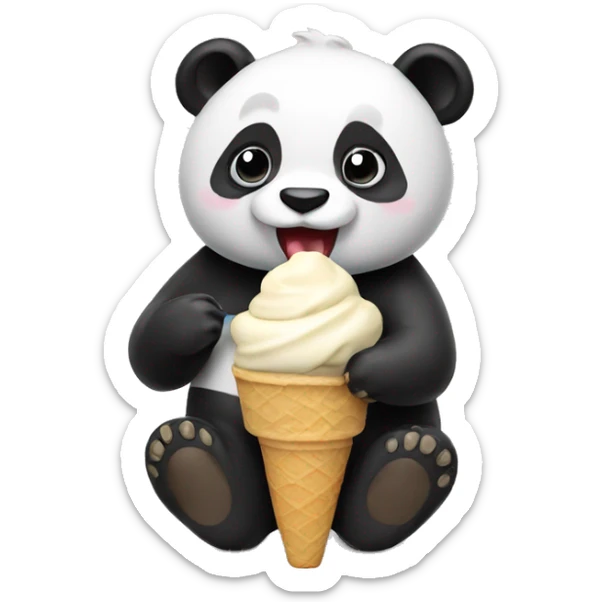 Panda eating ice cream sticker