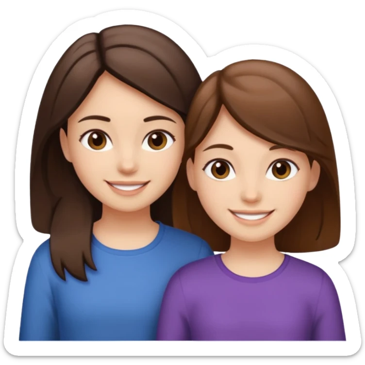 2 Besties g girls one dark brown hair one light brown hair sticker