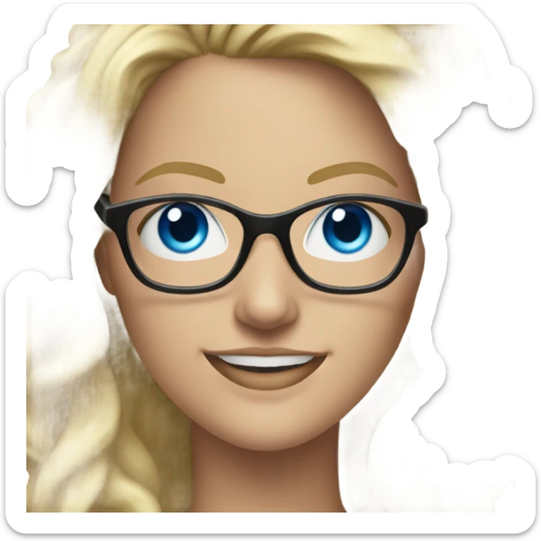 Realistic Female dj blue eyes blonde hair wearing glasses smiling  sticker