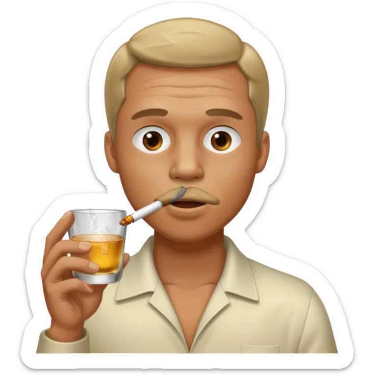 Man smoking from glass pong , the pong in his mouth (like this pong ⚗️) sticker