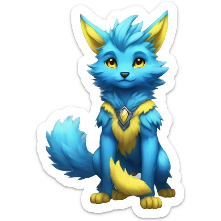 Anthro-Edgy-Cool-Blue-Yellow-Contrast-Colors-Fantasy-Fur-Sona-Chibi-Shiny-Fakémon-Hybrid full body sticker