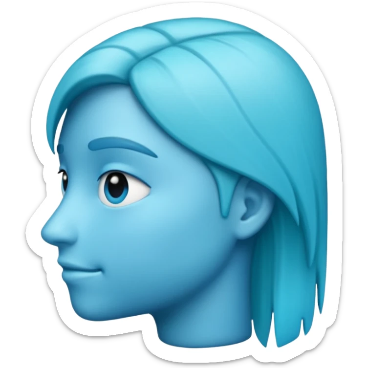 A profile imogi that is blue and aqua color and with lot of texxture sticker