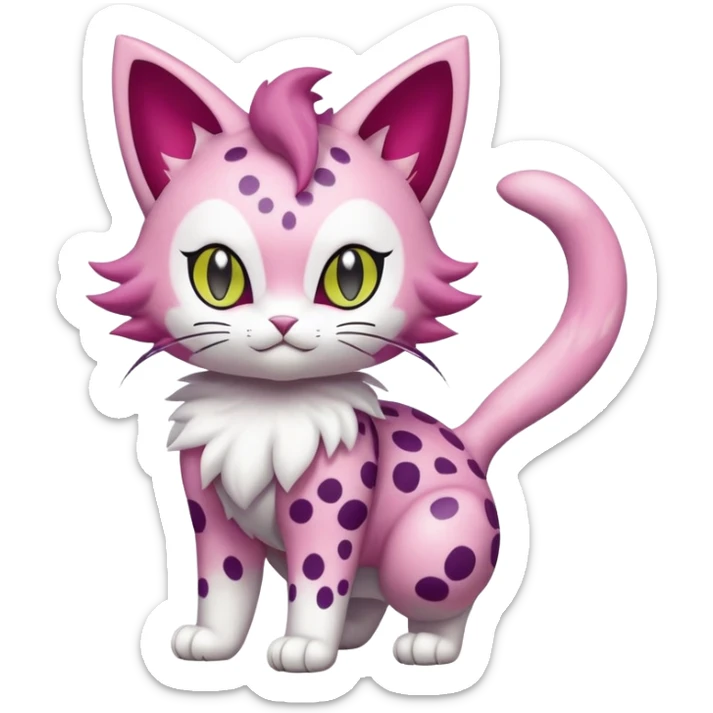 Liepard-Skitty-Delcatty-Pokémon-Fakémon-hybrid-creature (full body) sticker