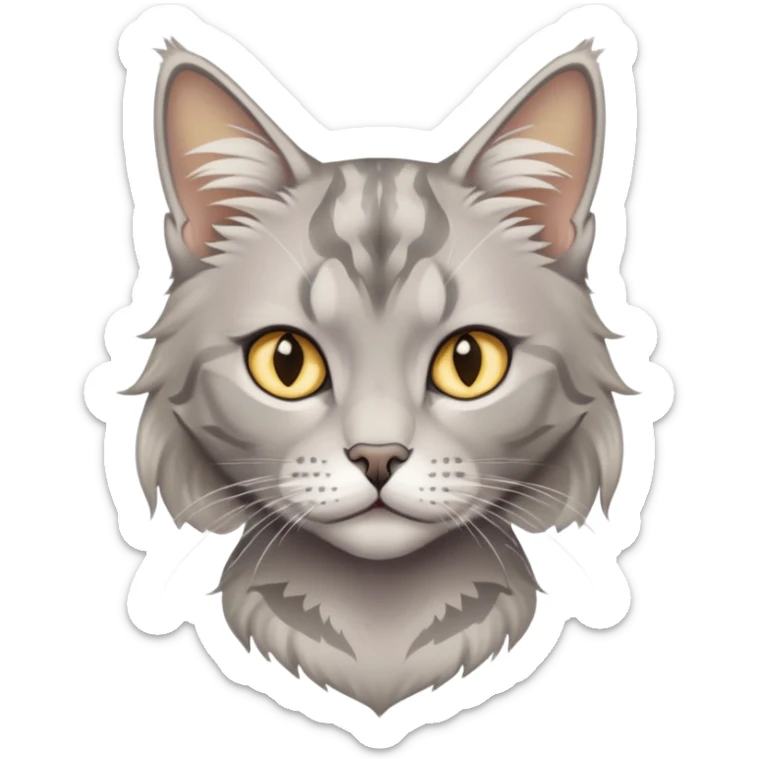 a white girl with Golden cropped short hair and tattoos  white vista and a grey Maine coon cat sticker
