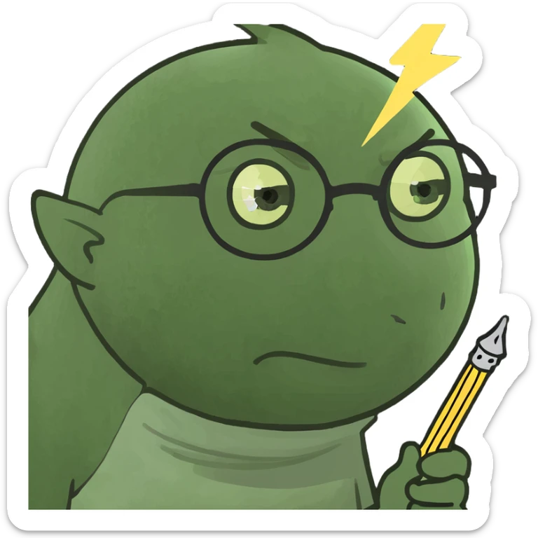 Harry Potter memoji holding a wand, round glasses, lightning scar, digital cartoon style sticker