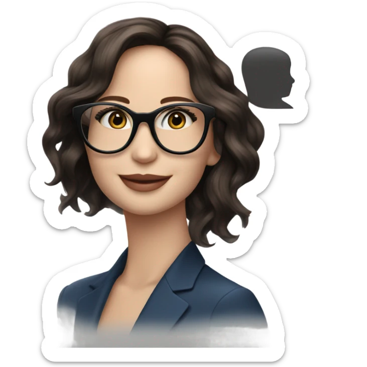 Photo of Brunette Jennifer Lawrence wearing black glasses and blue eyes happy  sticker