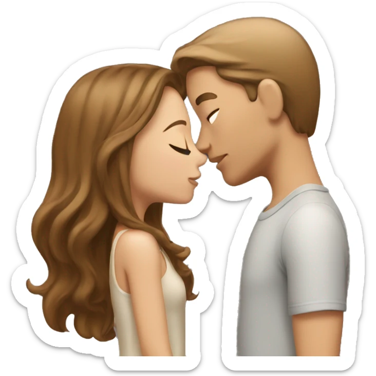 Guy with light Brown hair kissing a Girl with Brown hair sticker
