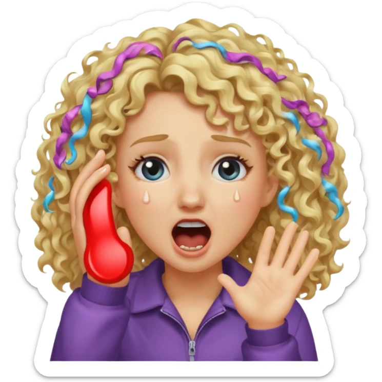 Emoji di ragazza bionda riccia che urla e mette una mano in faccia sticker