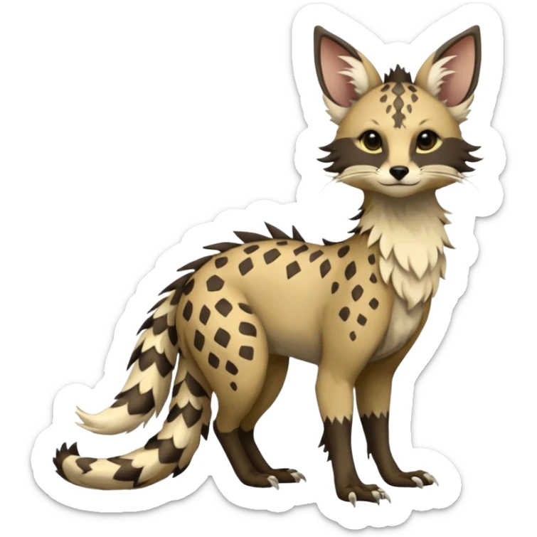 Feral Rare Fantasy Vernid-Trico-species by LiLaiRa, random markings, tufted tail, tufted ears, full body sticker