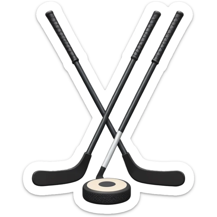 two hockey sticks crossing and a puck like two of this emoji crossing: 🏒  sticker