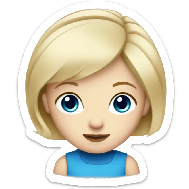 blonde girl with short hair, white skin and blue eyes sticker