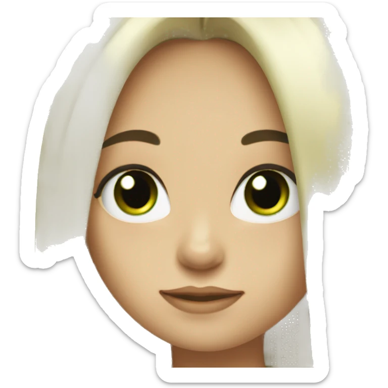 Girl with black hair and a blonde neck with green eyes sticker