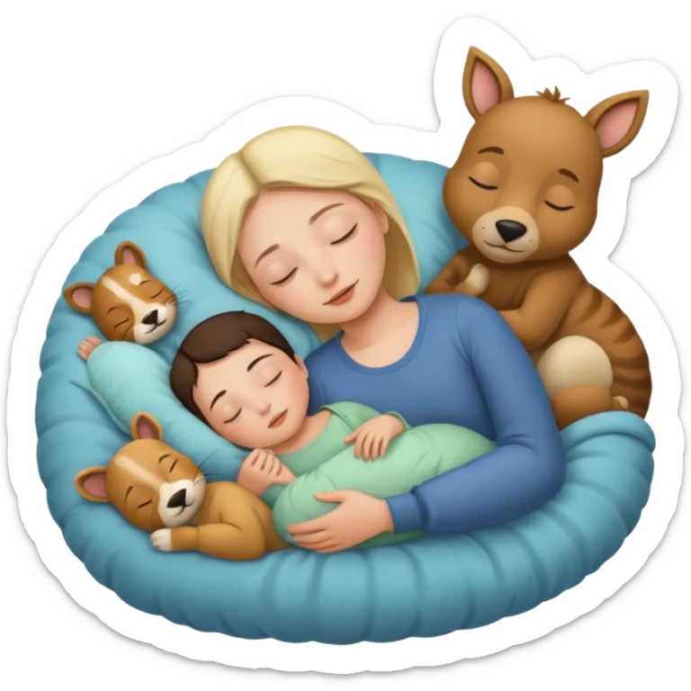 Femme Marie, homme Joseph, et le petit bébé Jesus, et les animaux font tous dodo sticker