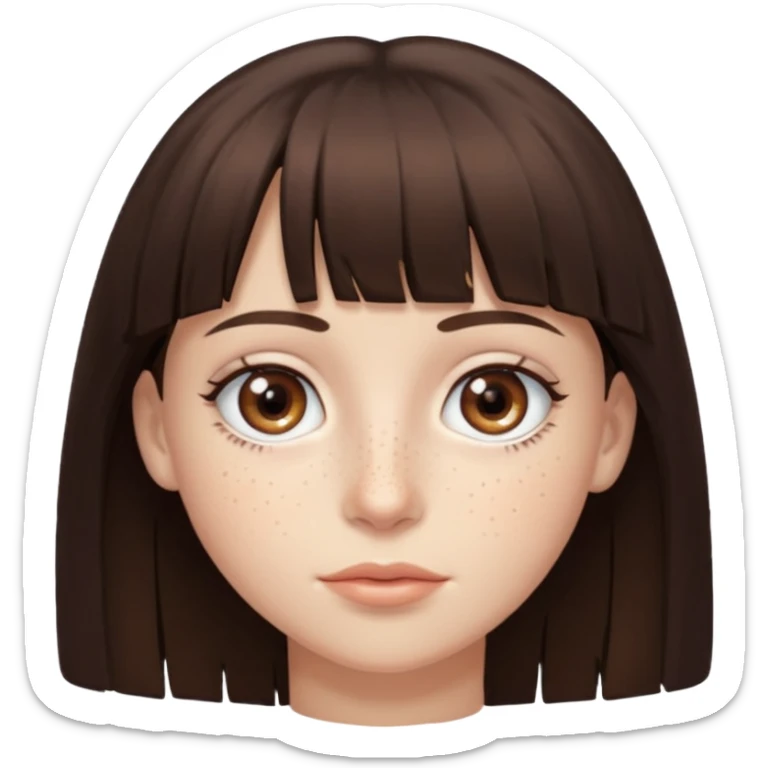 branca, olhos hazel, franjnha, pequenas sardas, cabelo castanho escuro, zoombue sticker