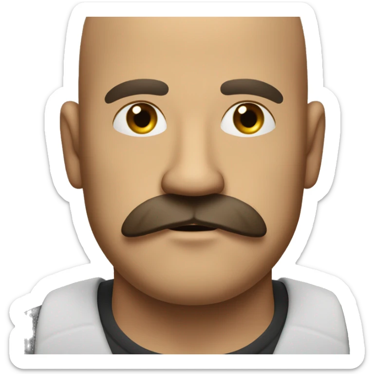 bald brown man who doesn’t wanna lock in and hates me and has a moustache and small goatee and a beer belly sticker