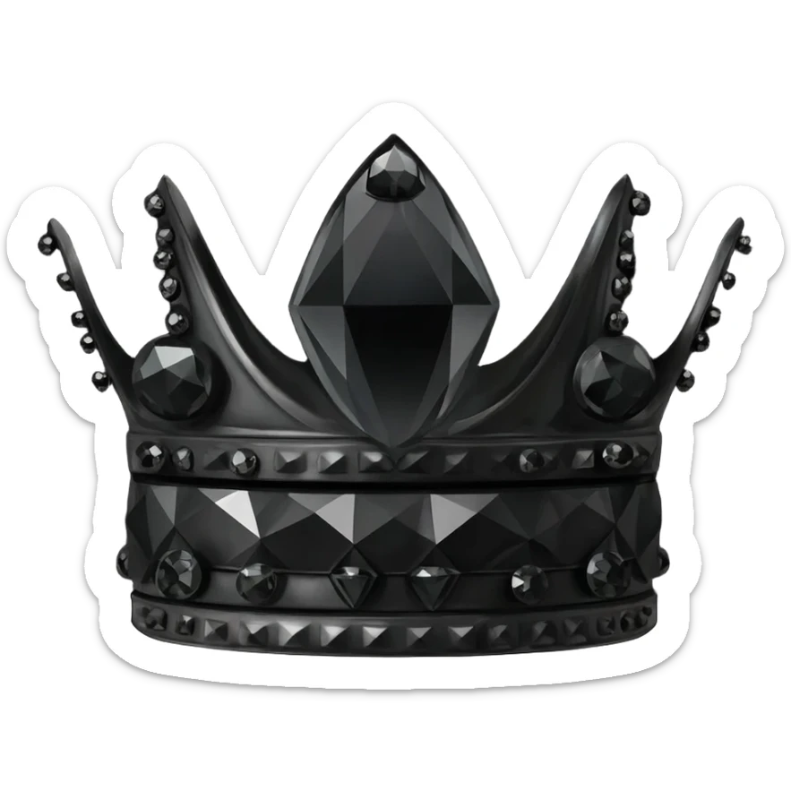 generate an improved black crown with black diamonds burning in a black flame sticker