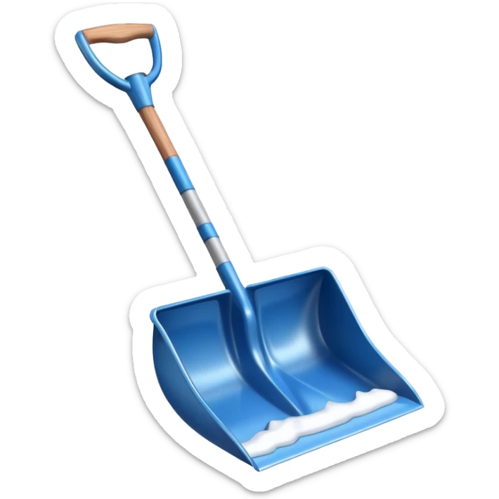 snow shovel object icon, metal snow shovel with wooden handle, winter equipment, glossy highlights, 3D cartoon, mobile game icon style, centered, clean background, no text, no watermark

 sticker