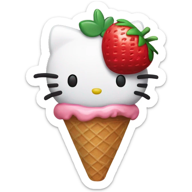 Hello kitty holding a strawberry ice cream cone sticker