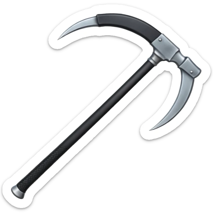 The scythe of the God of Death is long, straight, and pure black, symbolizing death. sticker