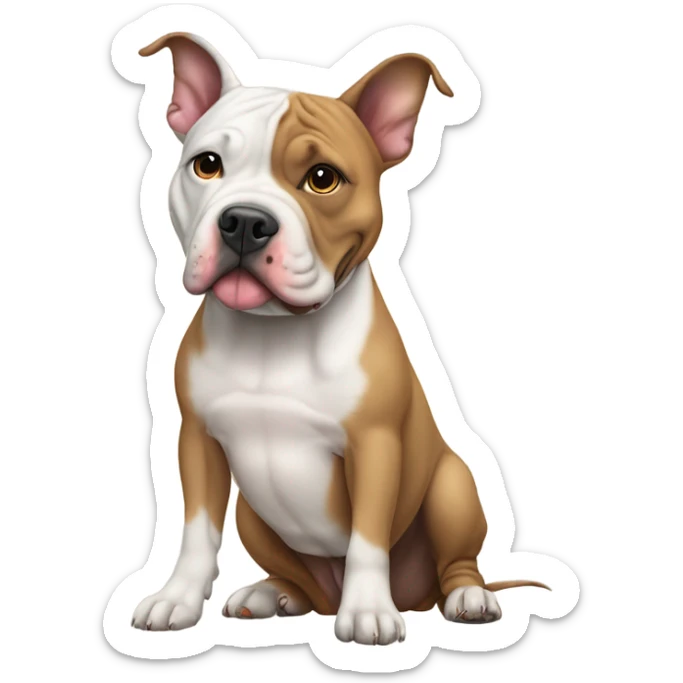 American pittbull wirh frensch bulldog and amstaf Terrier sitting al  sticker