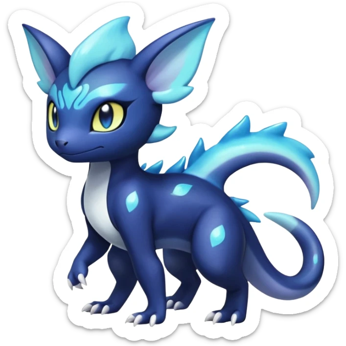 Shiny pastel Nebulae Salandit-Meowstic-Noibat-Fakémon-hybrid-creature (full body)  sticker