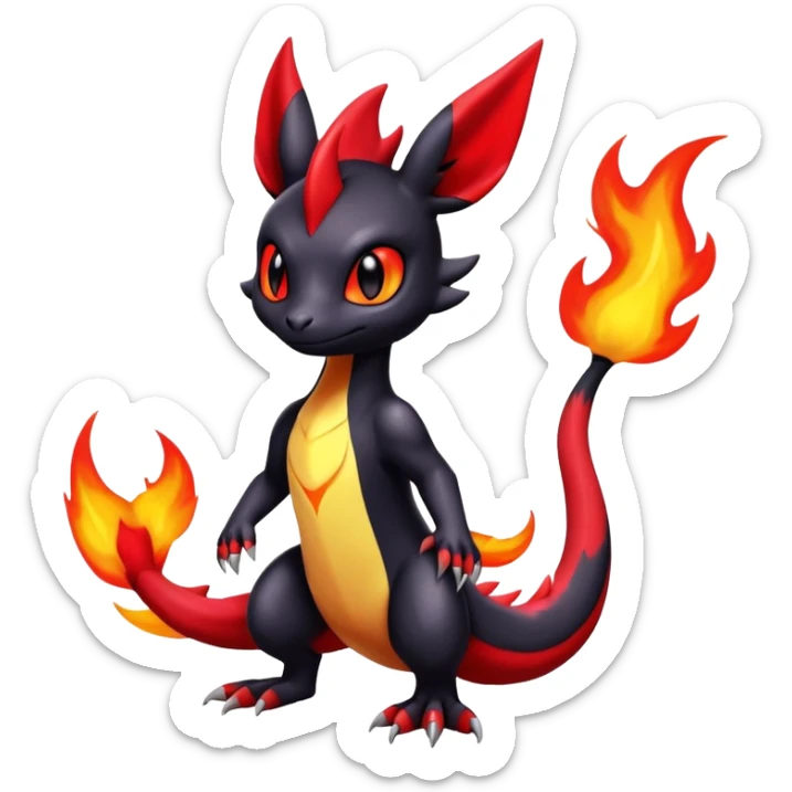 Cute Shiny Guilmon-Noibat-Quilava-Salandit-Umbreon-Fakémon-hybrid-creature (full body)  sticker