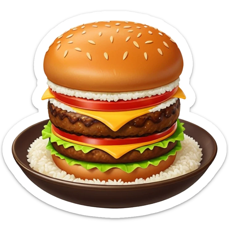 I want a burger patty without bun, lettuce, cheese, tomato, etc on a bowl of rice.  sticker