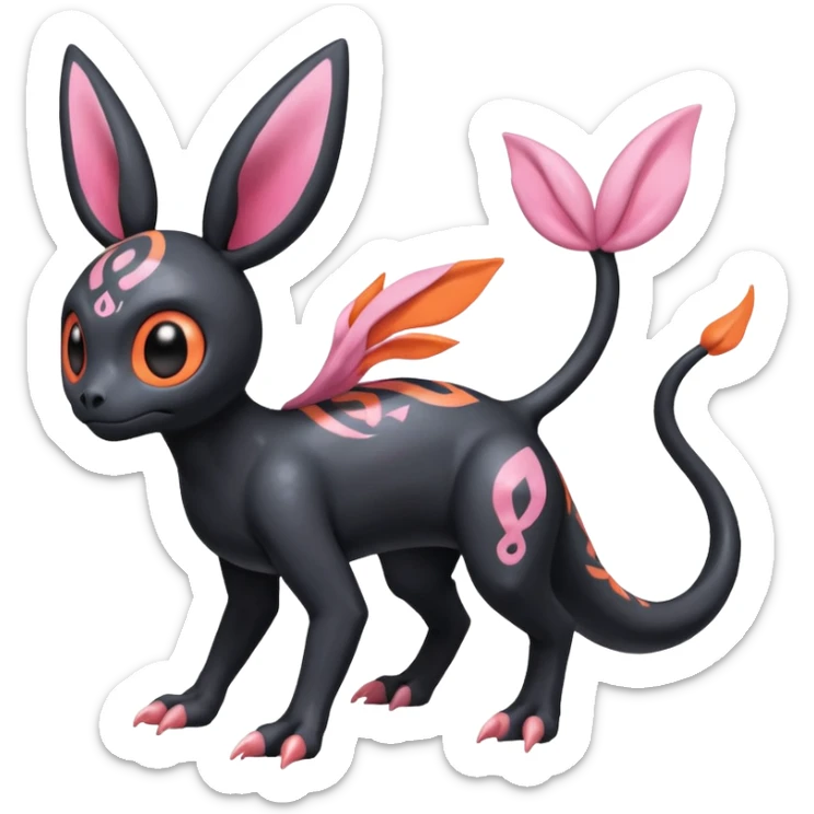 Shiny Duskull-Salandit-Umbreon-Sylveon-Fakémon-hybrid-creature (full body)  sticker