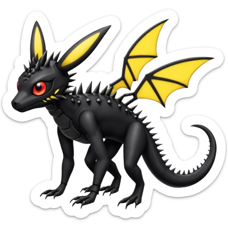 Dark Edgy Salandit-Beedrill-Umbreon-Fakémon-hybrid-creature (full body)  sticker