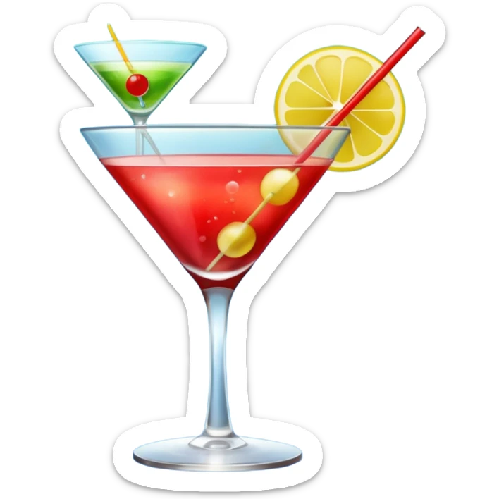 Create an two emoji of red and yellow cocktail, cheers with blue and green cocktail, no skewers sticker