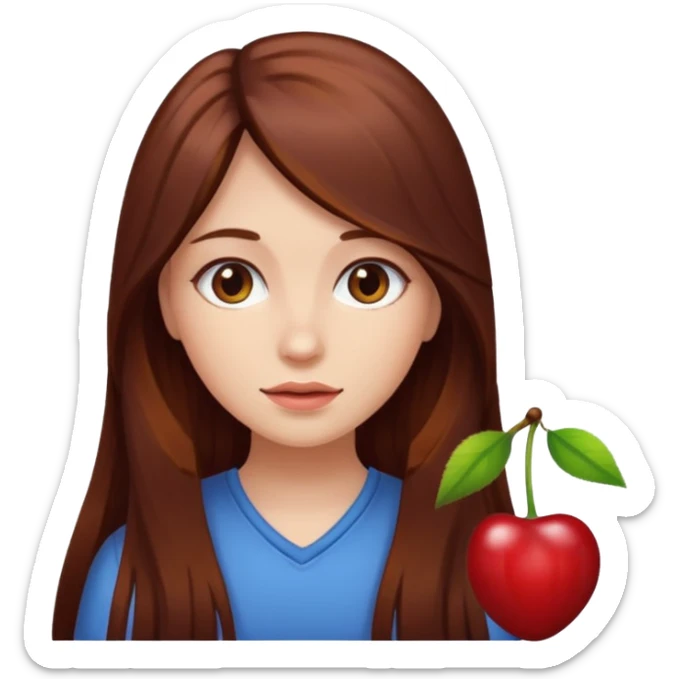 long hair girl with cherry brown color hair sticker