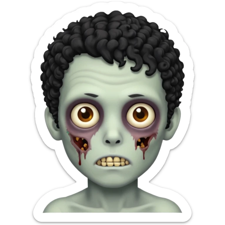 Um garoto zumbi com o cabelo preto cacheado e olhos castanhos sticker