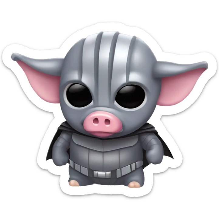 Lavender gray Pig darth Vader mask face pig armadillo trotting darth Vader fanned tail feathered tail pig armadillo darth Vader face sticker