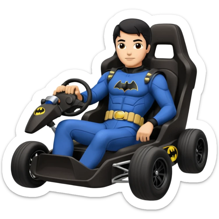 full size real-appearance road racing sexy muscular Batman’s masculine midnight-colored tight outfit 1970’s tv style dark knight stealthy accurate sporty safe plush deluxe off-road pursuit drifting car lexus (black hair,reclining and relaxed torso and shoulders back against seat) rallycross kart  sticker