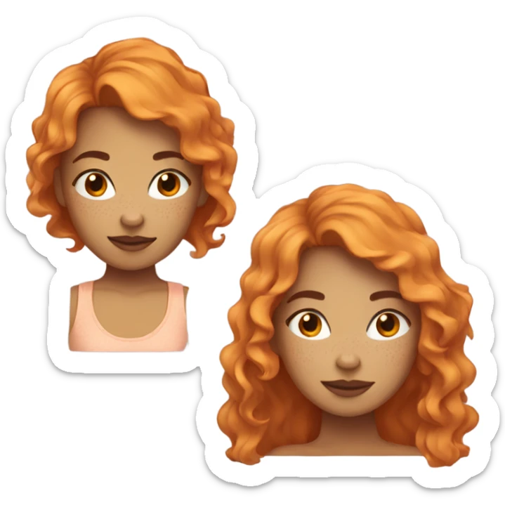 girl with orange and slightly wavy hair, with freckles and normal skin color sticker