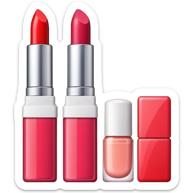 emoji of cards with illustrations of lipstick, serum and hand cream on them
 sticker