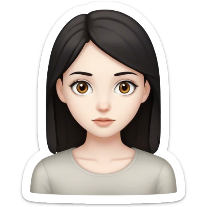 beautiful pale brunette girl with brown eyes and pale man black hair grey eyes sticker