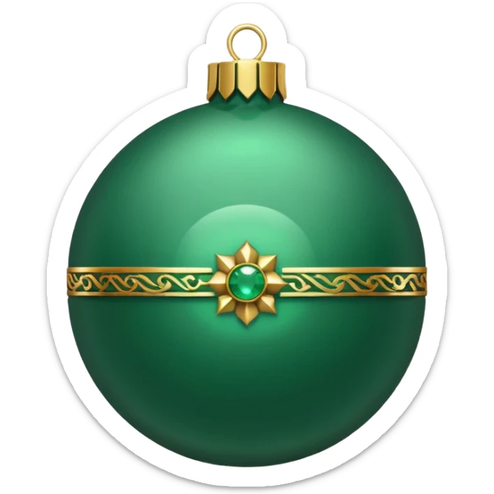 Ultra detailed christmas ornament in jade green color and gold sticker