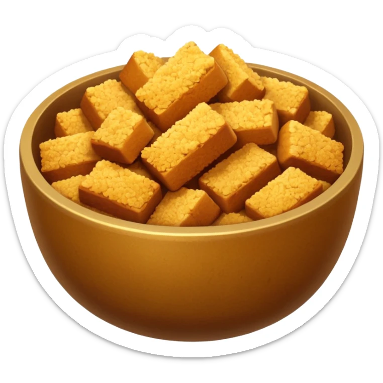 breadcrumbs object icon, bowl of breadcrumbs, 3D cartoon, mobile game icon style, clean background, no text, no watermark
 sticker