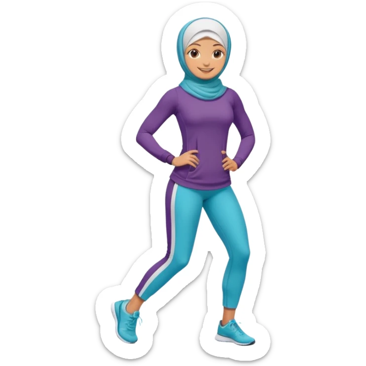 High resolution full body of a girl wearing a hijab and is a fitness trainer sticker