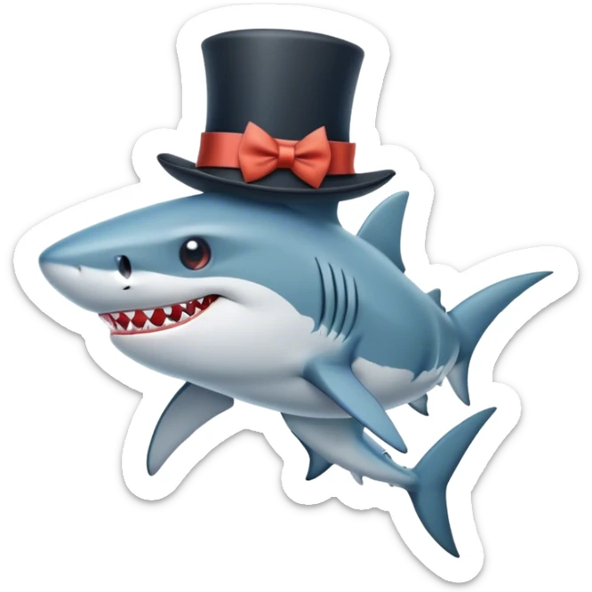 Shark with a top hat sticker