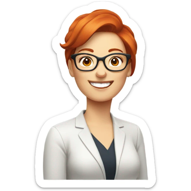 red hair woman nutritionist wearing glasses having an idea for monitor charts sticker