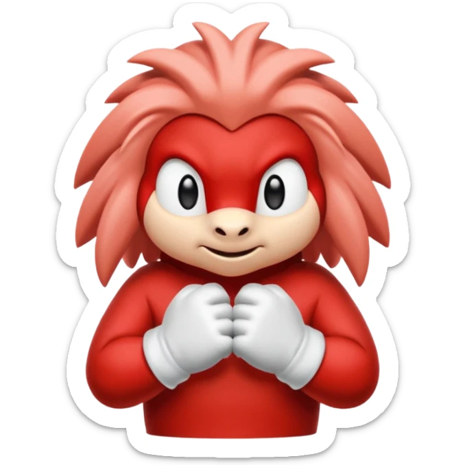 Sonic the hedgehogs friend knuckles a red animal with peach arms and white gloves he’s a echidna sticker