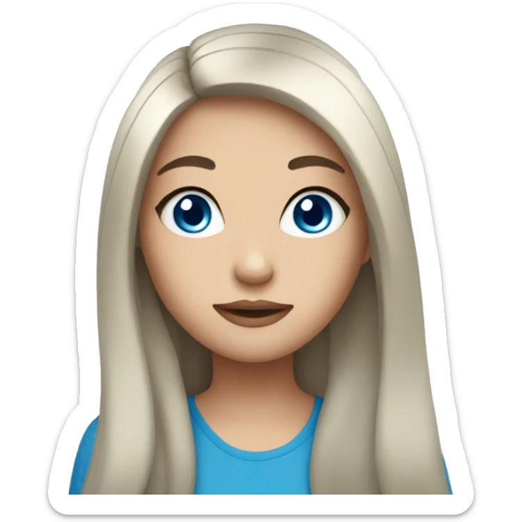 girl with long black hair and blue eyes sticker