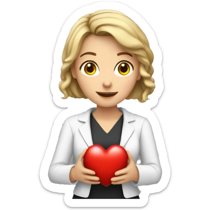 A European woman teacher holds her heart in her hands sticker
