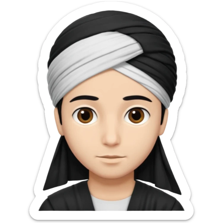 Emoji de un chico con turbante árabe que el chico sea de color piel clara y que tenga cabello negro y de fondo blanco sticker