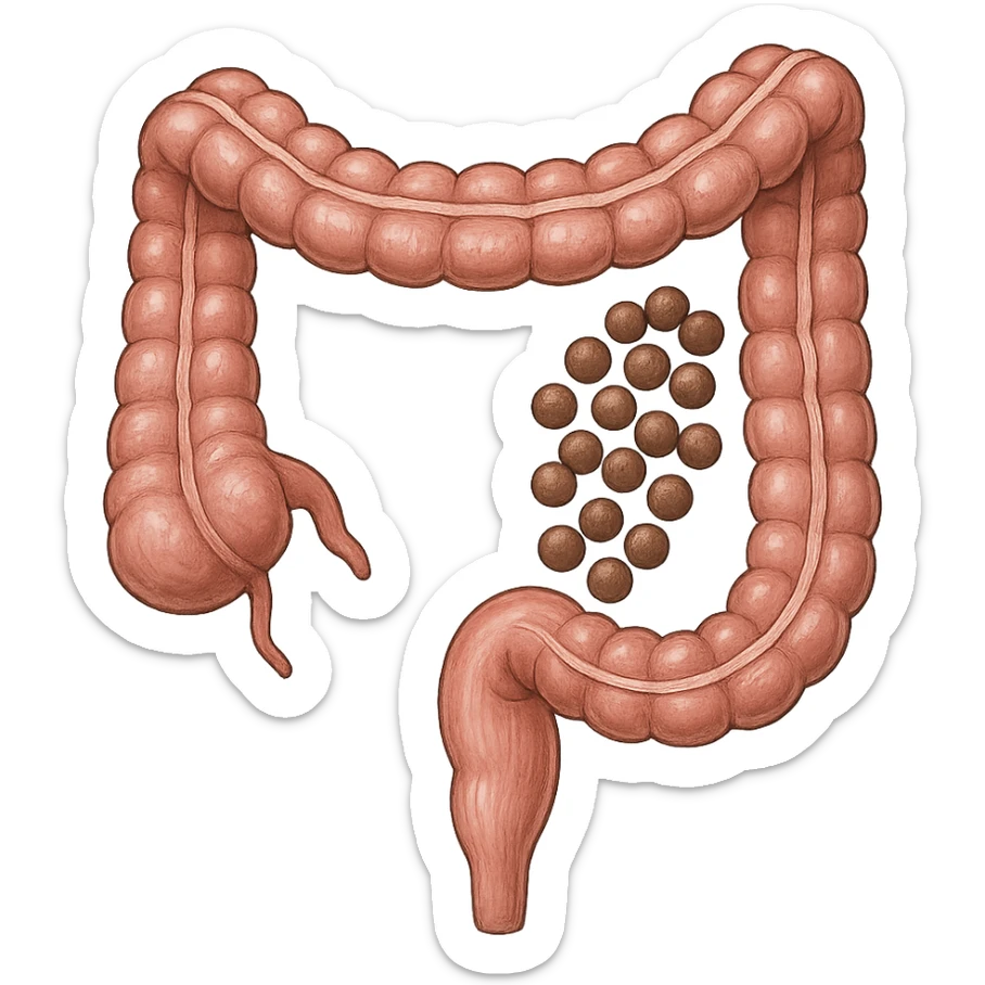 intestino umano anatomico con feci a palline sticker