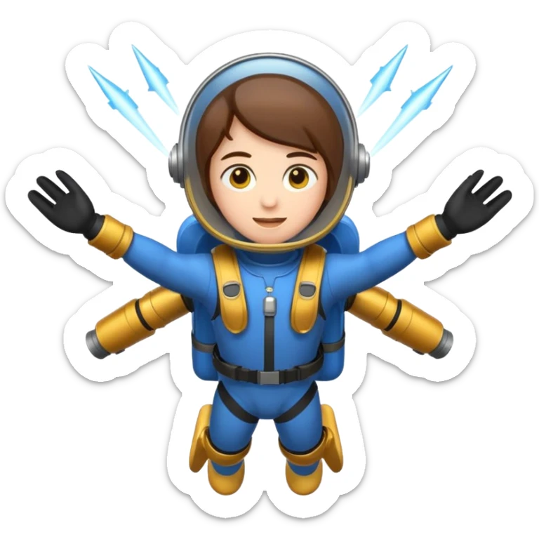 Erstelle mir einen Fallschirmspringer im emoji style mit einem Motor hinten dran  sticker