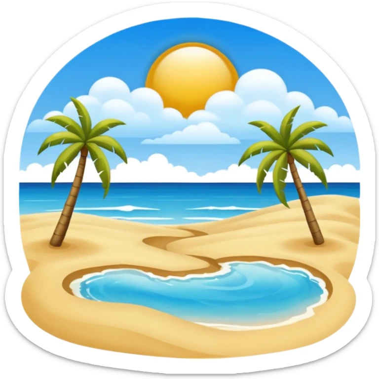 playa paisaje sin que sea un cuadro y que el cielo azul y la arena esten recortada sticker