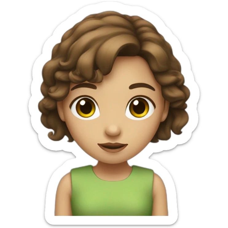 Girl with brown hair and the color of one eye is green, and the other is brown sticker